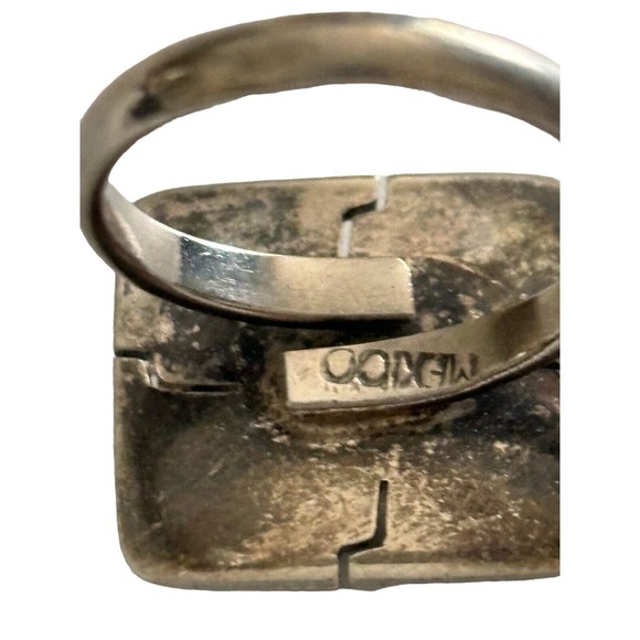 Sterling Silver Blue Green Opal Ring Stamped Mexico Sz 6.75 4 Gram - Picture 2 of 10